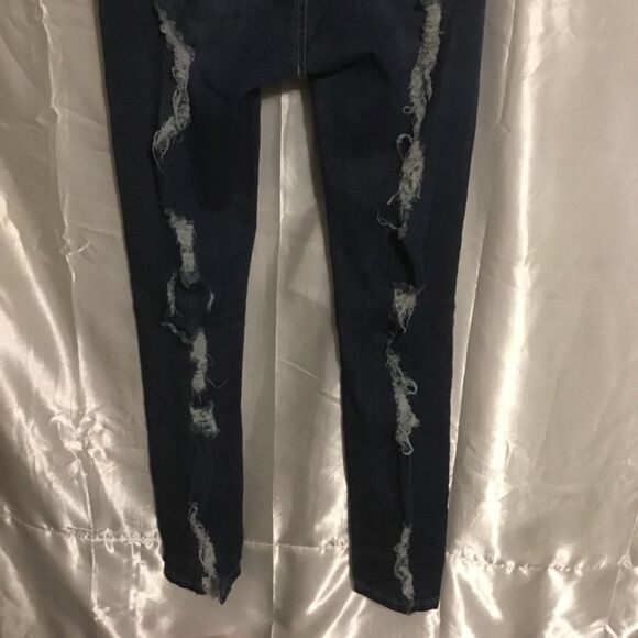 American bazi Medium Wash Whisker Detail High Waist Destroyed Skinny Jeans 9 - Picture 4 of 5